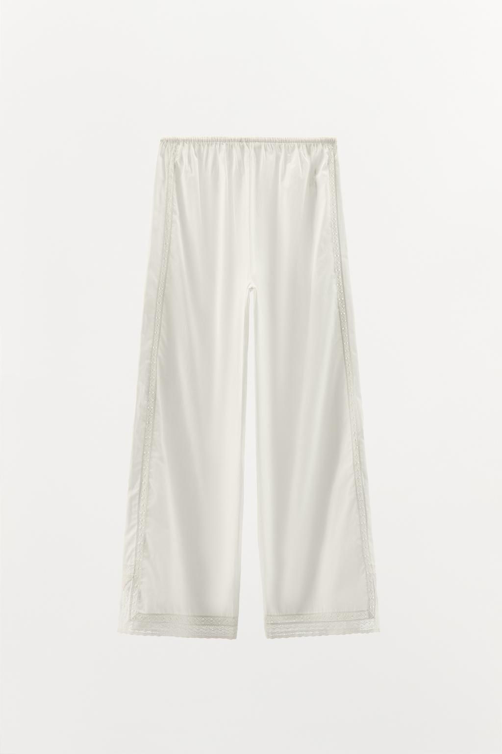 LACE TRIM COTTON PYJAMA BOTTOMS - Zara фото 6