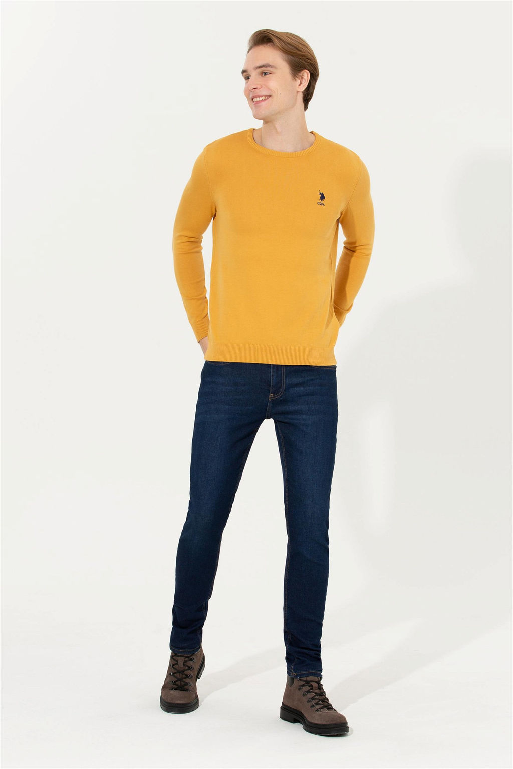 Мужской базовый трикотажный свитер Safran с круглым вырезом Неожиданная скидка в корзине - U.s. polo assn фото 4