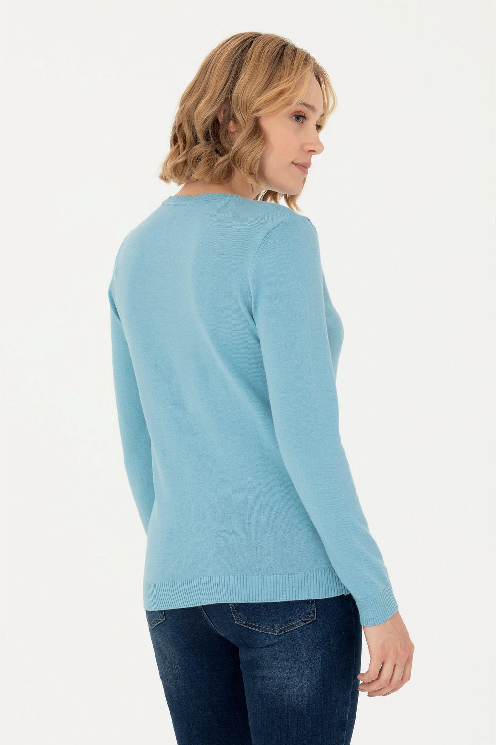 U. S. Polo Assn Женский синий базовый свитер с v-образным вырезом - U.s. polo assn фото 11