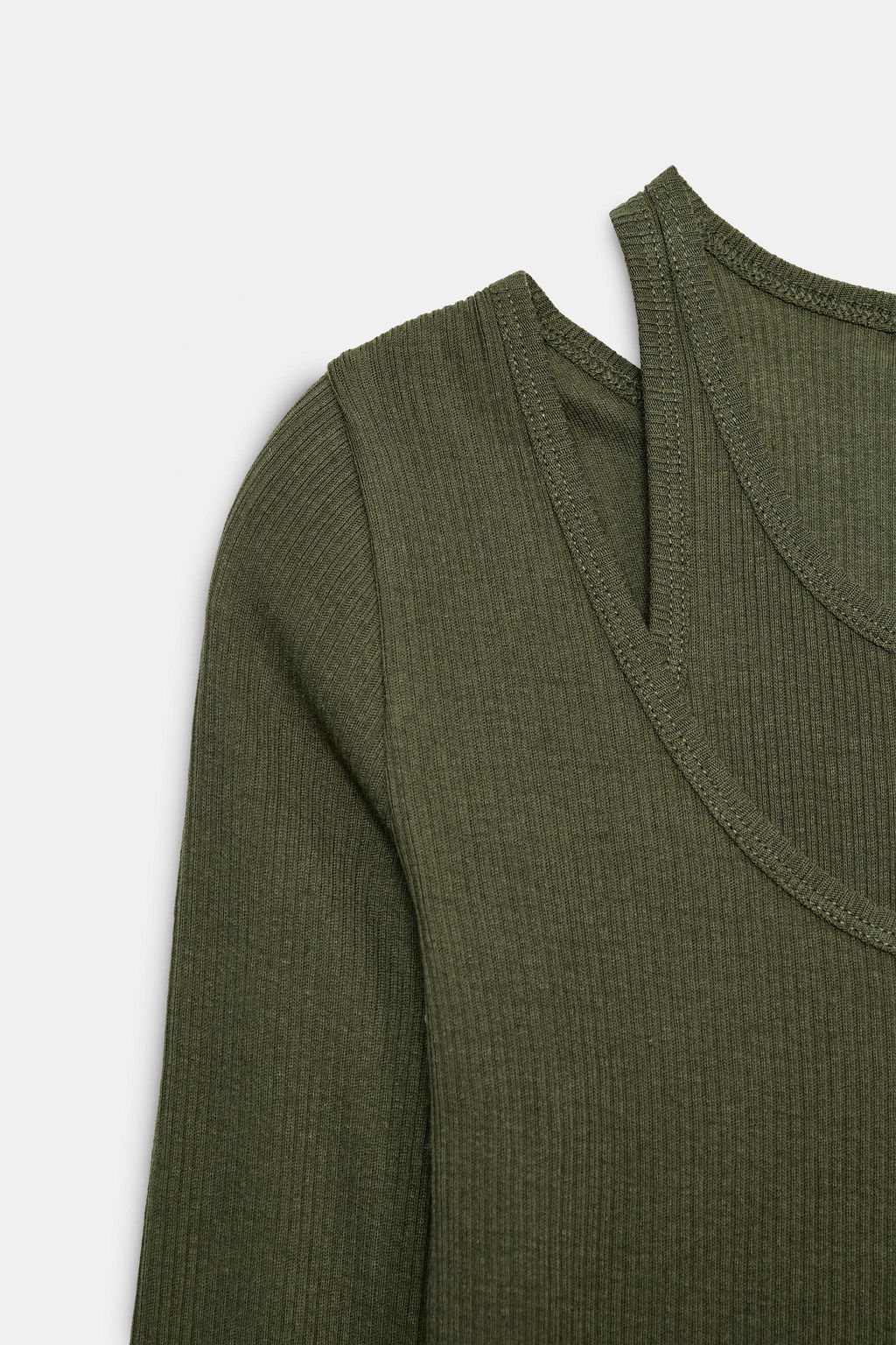 CAMISETA RIB DOBLE / Khaki - Zara фото 7