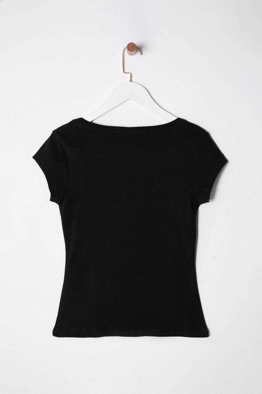 Siyah Kare Yaka Fitted/Vucuda Oturan Orme Bluz TWOSS25BZ00020