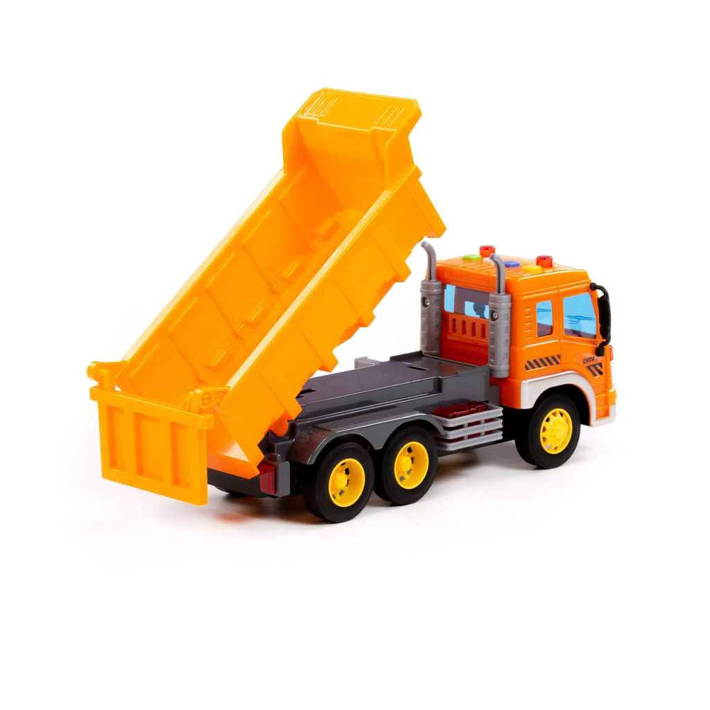 Сити, автомобиль-самосвал инерционный (со светом и звуком) (оранжевый) (в коробке) - Полесье фото 4