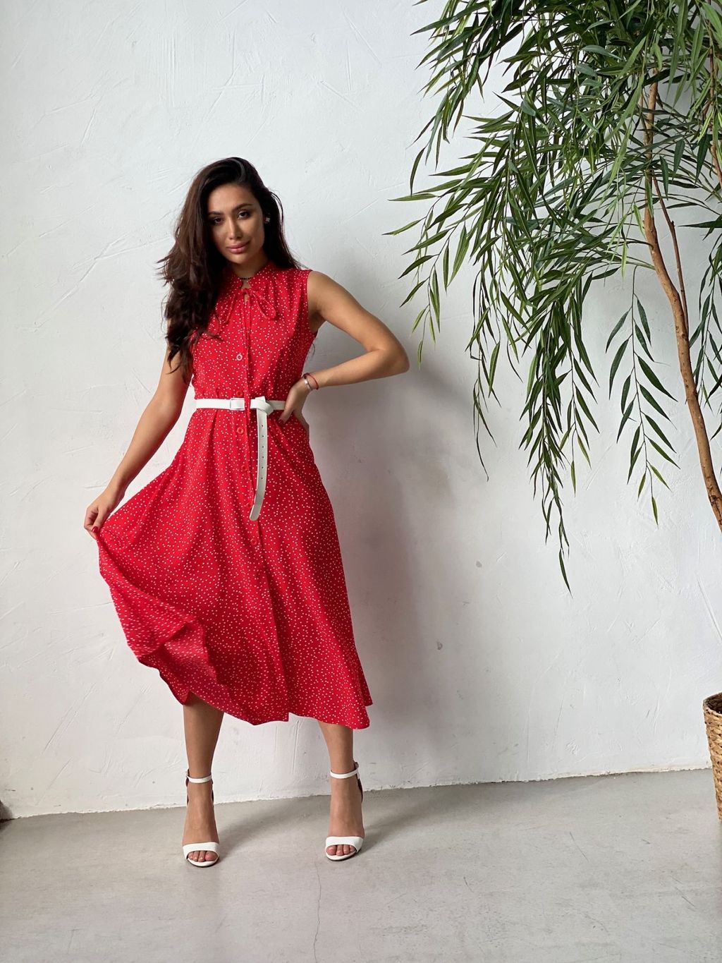 Платье, как из к/ф Красотка, красное в хаотичный горошек - Martichelli фото 12