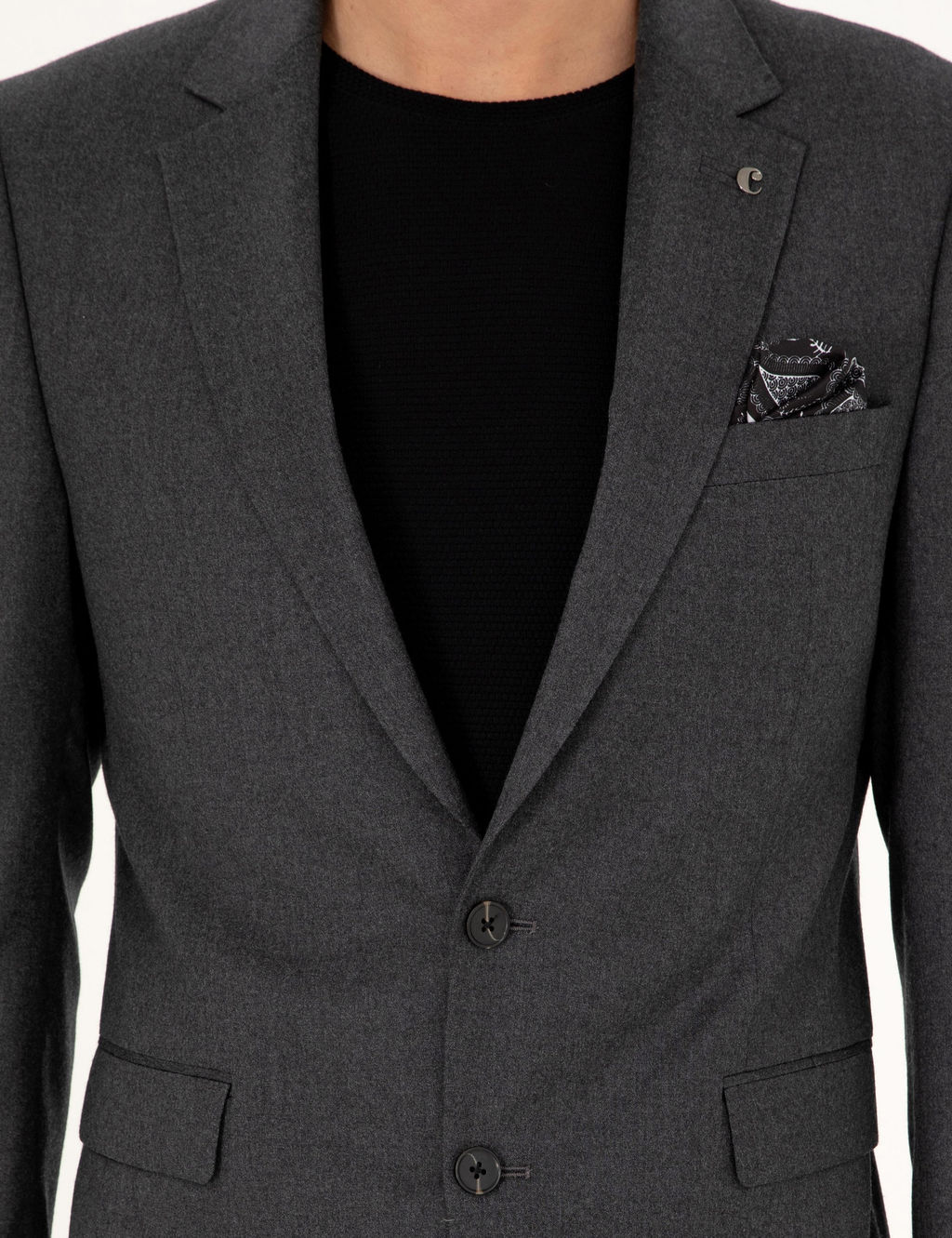 Приталенная куртка из смесовой шерсти антрацитового цвета - Cacharel фото 7