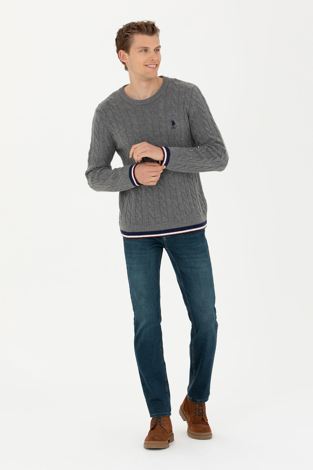 Мужской серый меланжевый свитер - U.s. polo assn фото 18