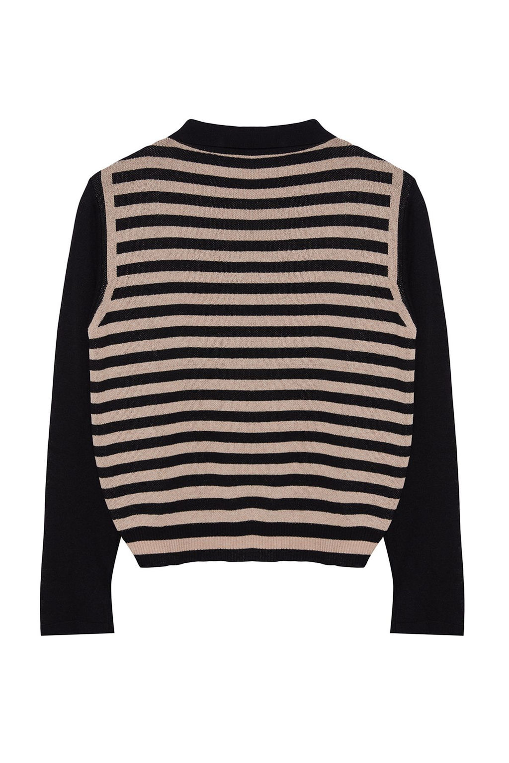 Siyah Cizgili Polo Yaka Dokuma Garnilli Triko Kazak TWOAW25KZ00038 - Trendyolmilla фото 7