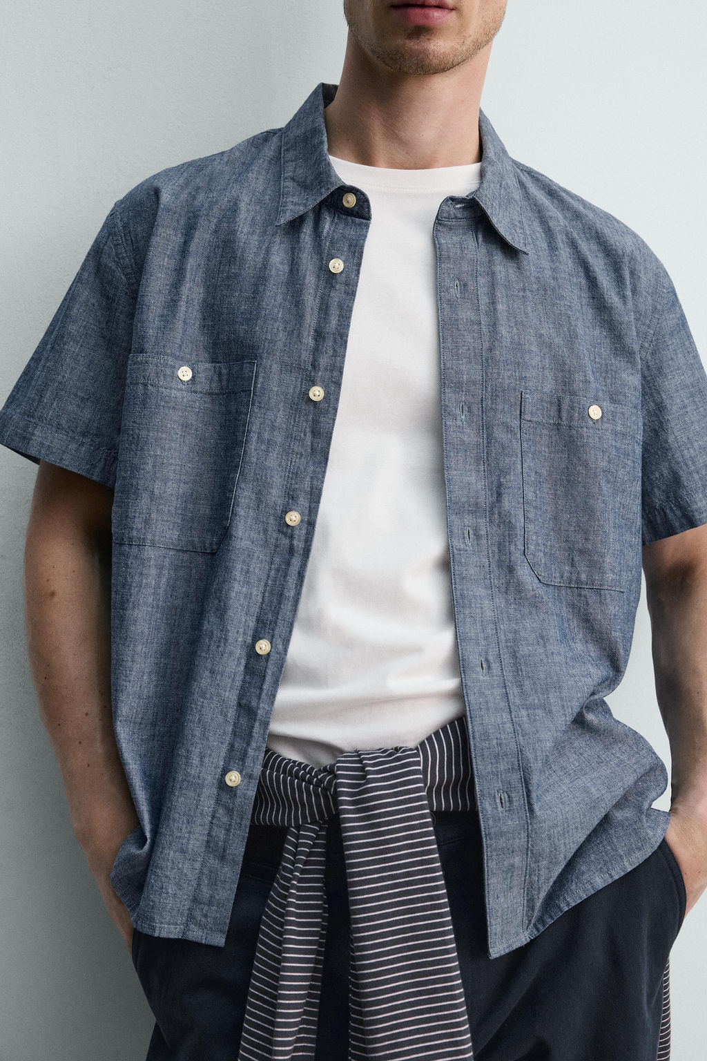 CAMISA CHAMBRAY DENIM / Azul medio - Zara фото 5
