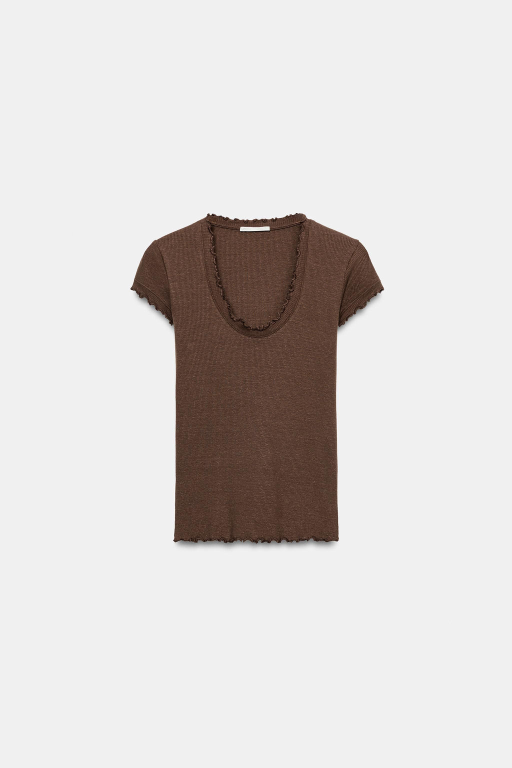 CAMISETA MANGA CORTA CON LINO / Marr?n - Zara фото 4