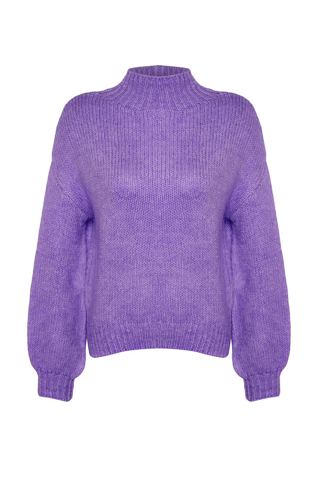 Mor Yumusak Dokulu Kal?n Bisiklet Yaka Triko Kazak TWOAW24KZ00290 - Trendyolmilla фото 6