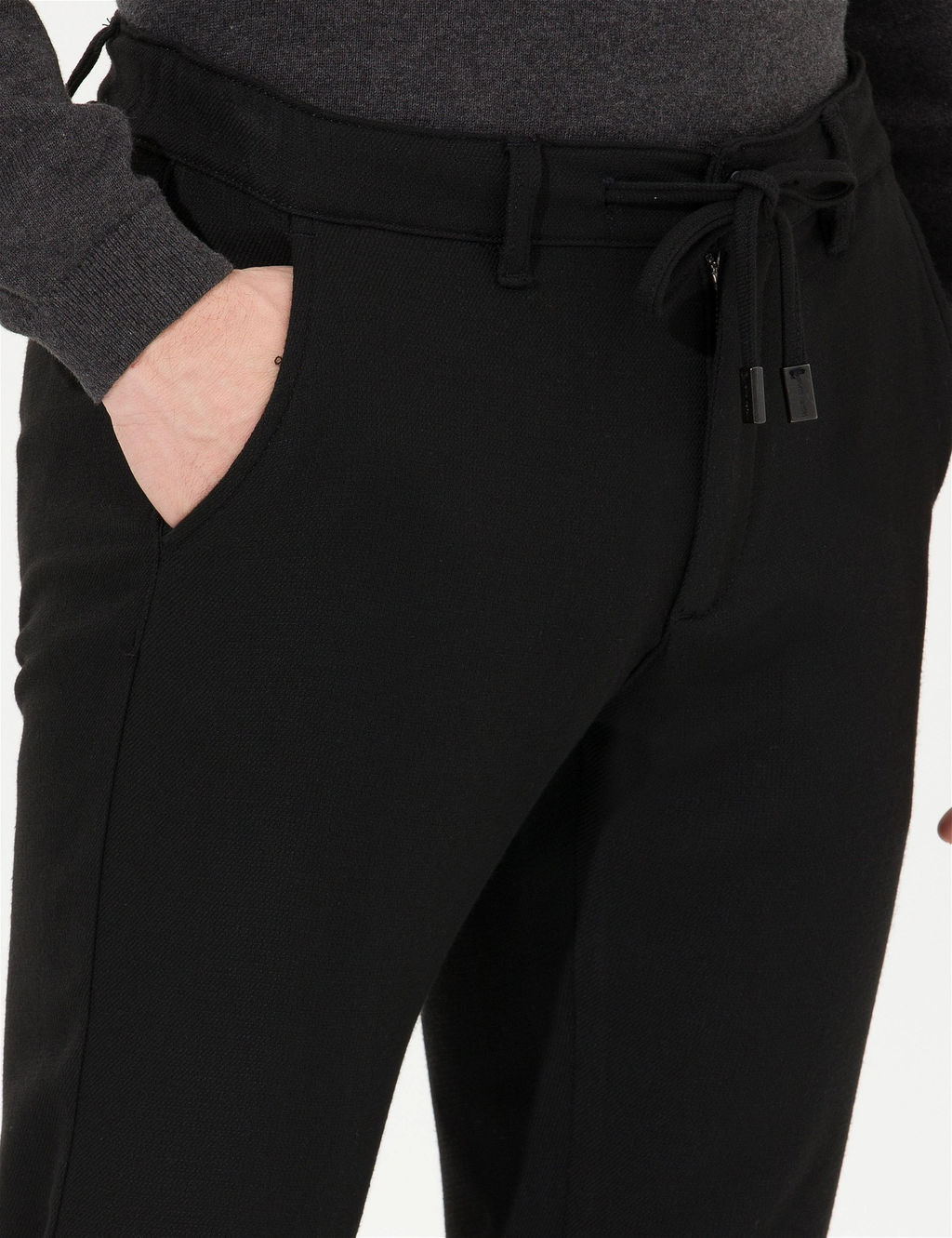 Siyah Slim Fit Kanvas Pantolon