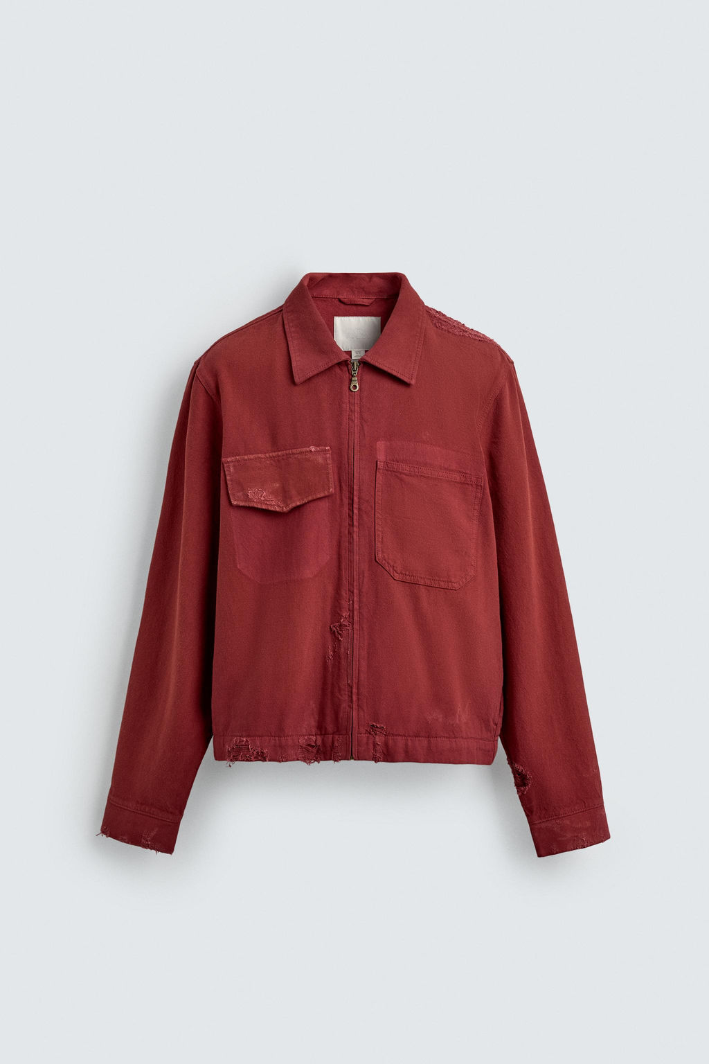 CAZADORA CROPPED FIT EFECTO ROTOS / BURGANDY MARS - Zara фото 7