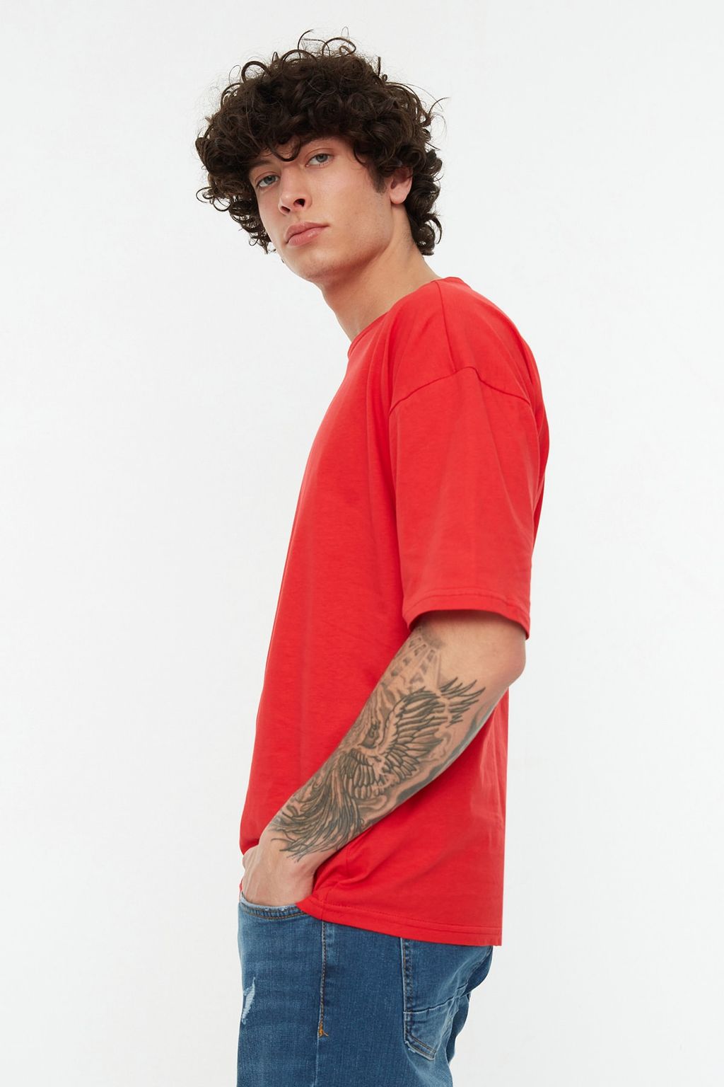 TRENDYOL MAN Siyah Oversize/Genis Kesim Basic %100 Pamuklu T-Shirt TMNSS22TS0318 - Trendyolmilla фото 3