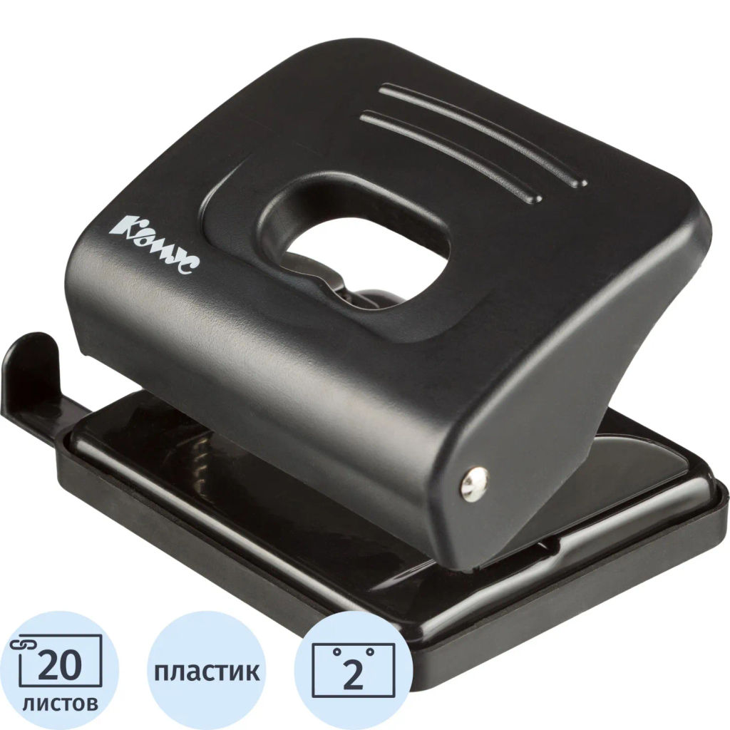 Дырокол Комус Prima 6325 черный до 20л.  фото 2