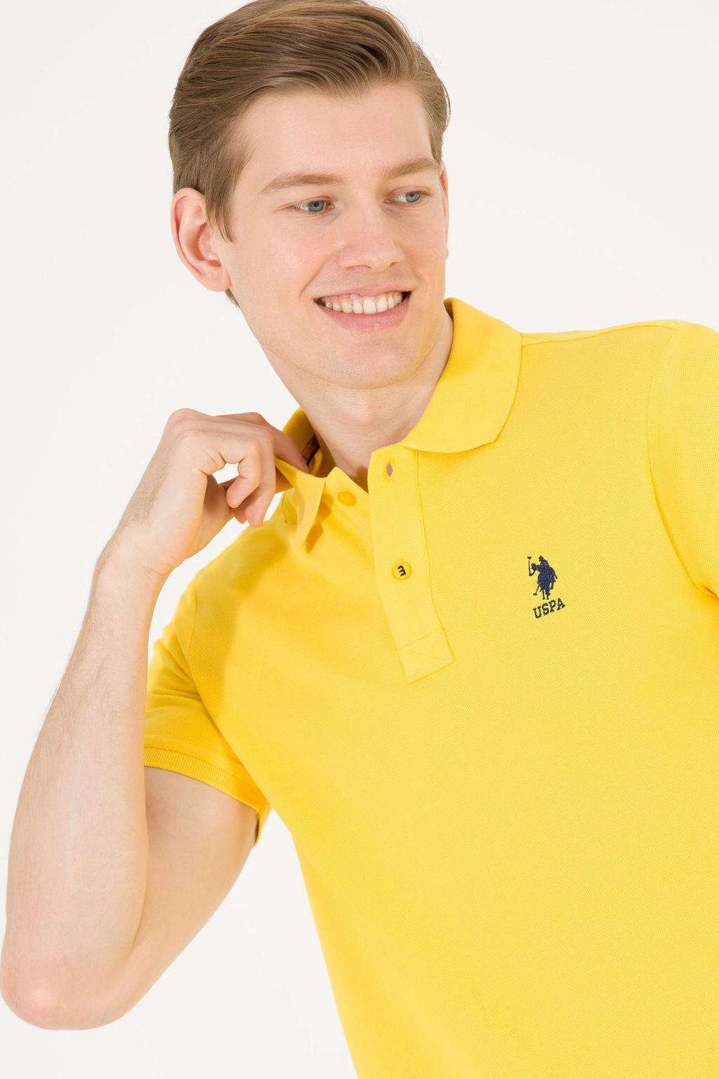 U. S. Polo Assn Мужская темно-желтая базовая футболка с воротником-поло - U.s. polo assn фото 15