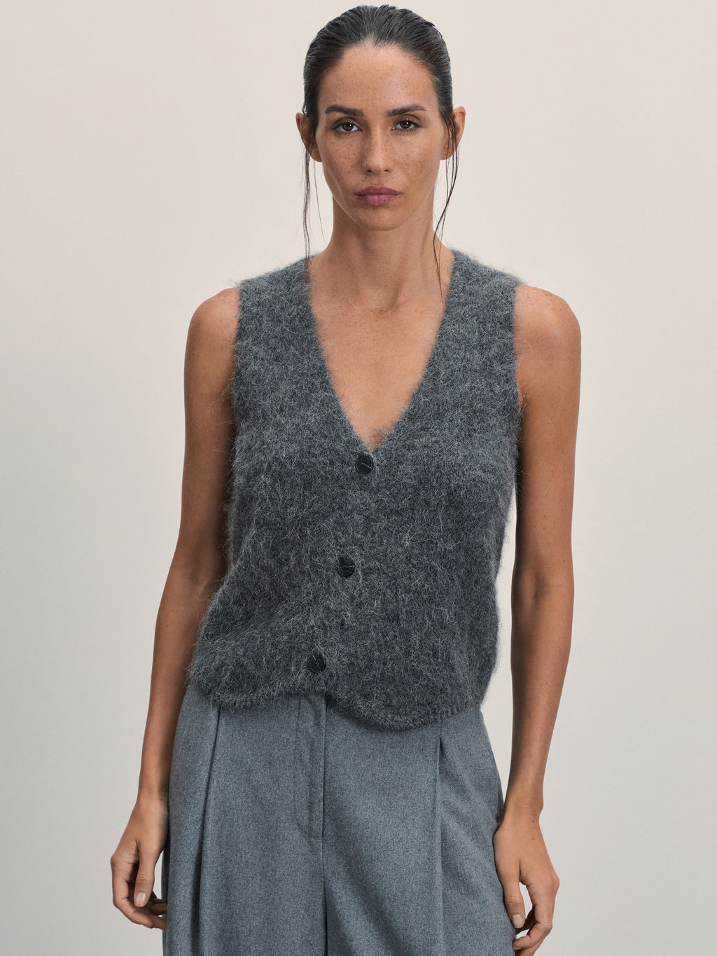 Вязаный жилет с содержанием шерсти альпаки / Zarina  фото 3