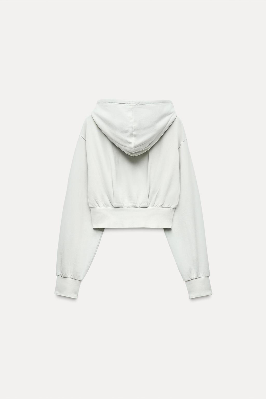 FADED-EFFECT CROPPED HOODIE - Zara фото 5