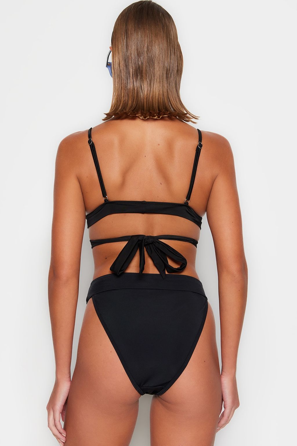 Siyah Buzgulu Yuksek Bel Normal Paca Bikini Alt? TBESS23BA00092