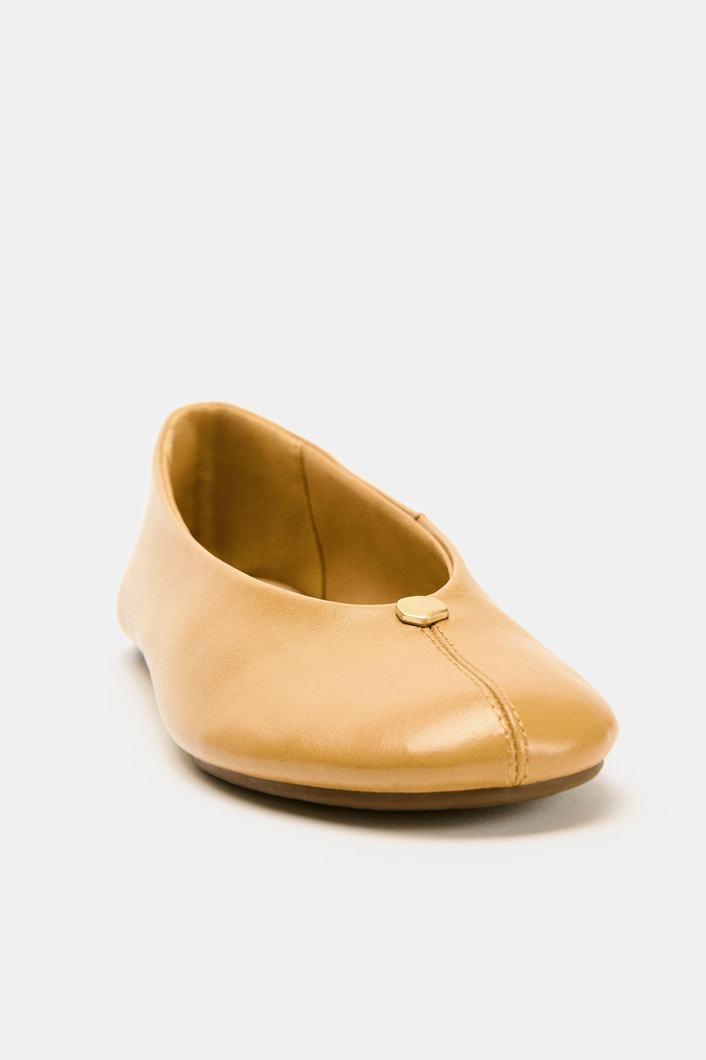 LEATHER BALLET FLATS WITH METAL DETAIL - Zara фото 5