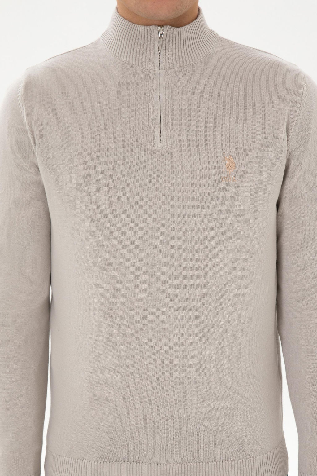 Erkek Slim Fit Yar_m Fermuarl_ Ta_ Kazak