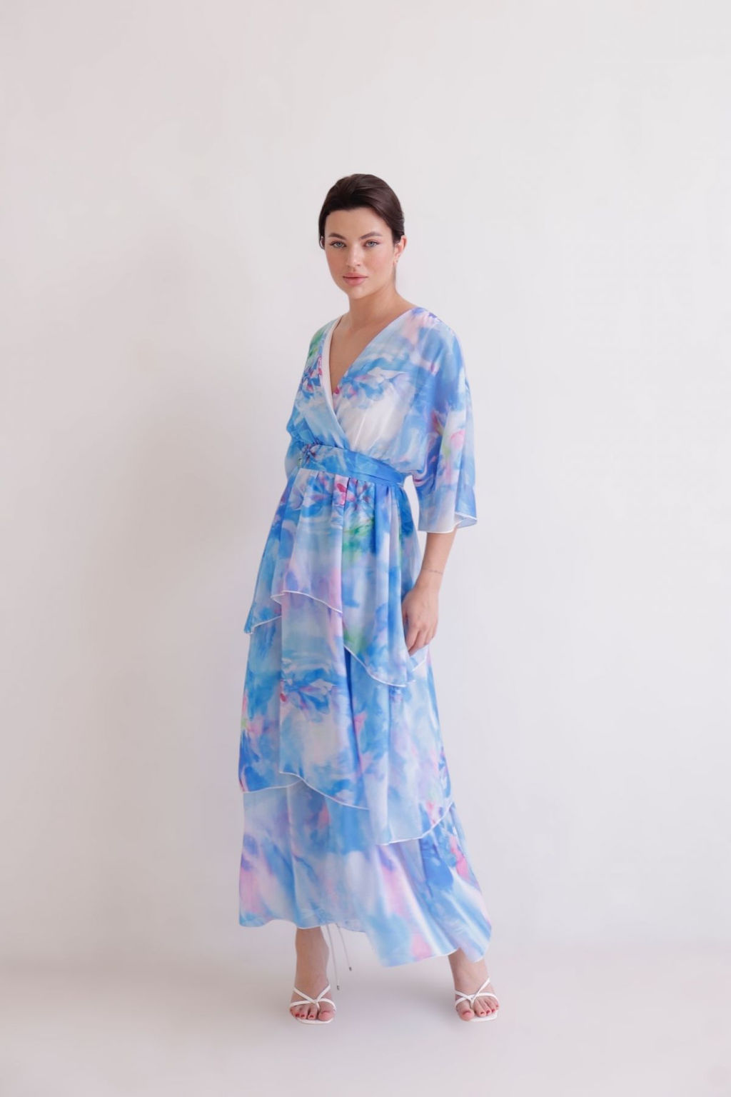 Martichelli Платье голубое с принтом воздушное