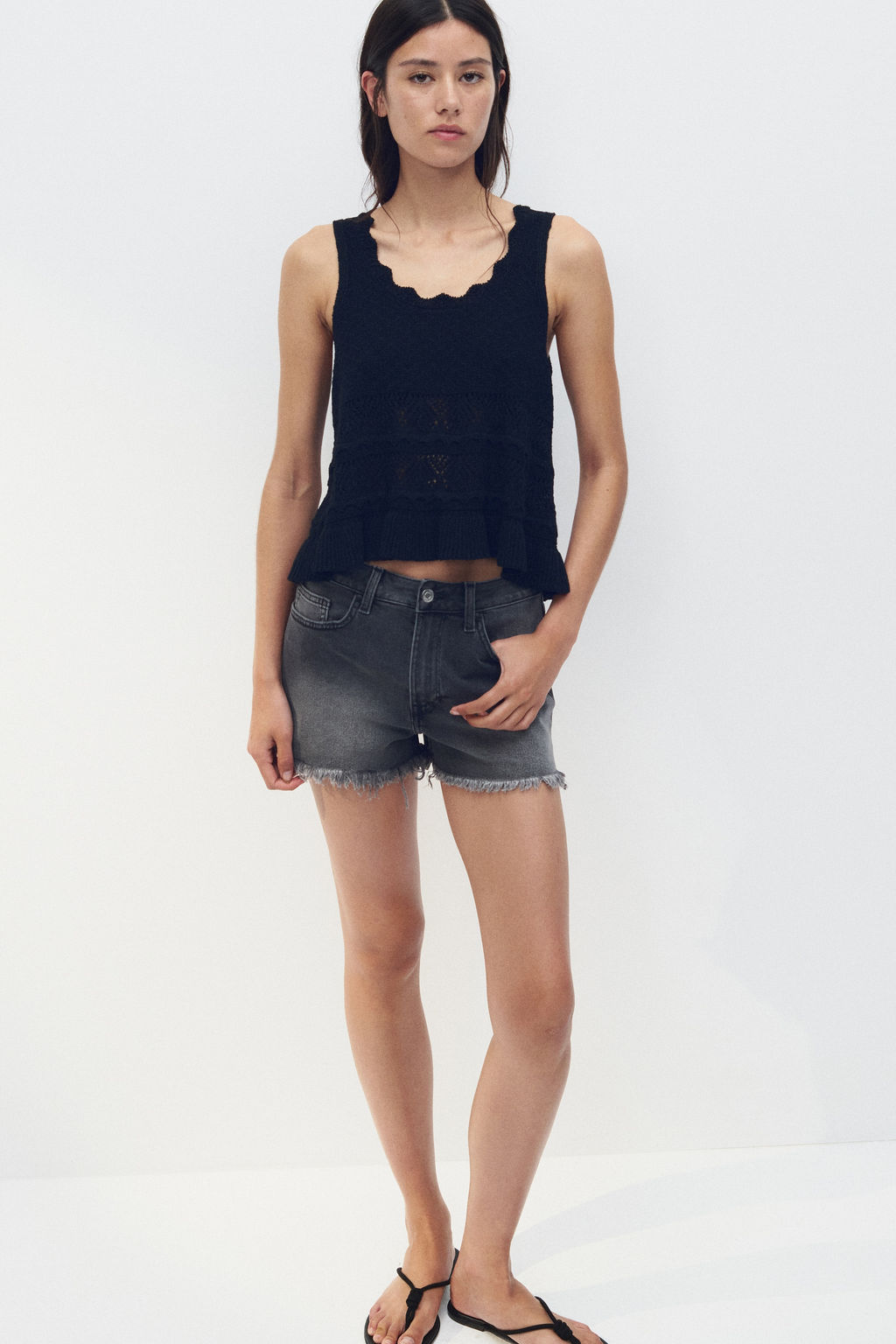 Top sin mangas efecto crochet - H&m фото 3