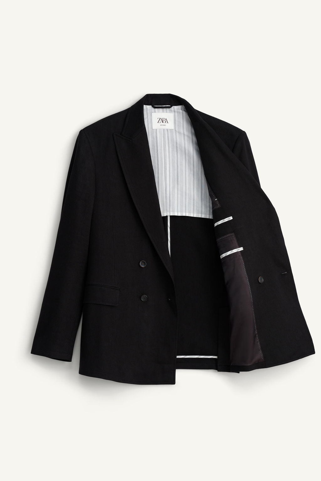 BLAZER CRUZADA TRAJE LINO - LYOCELL / Negro - Zara фото 7