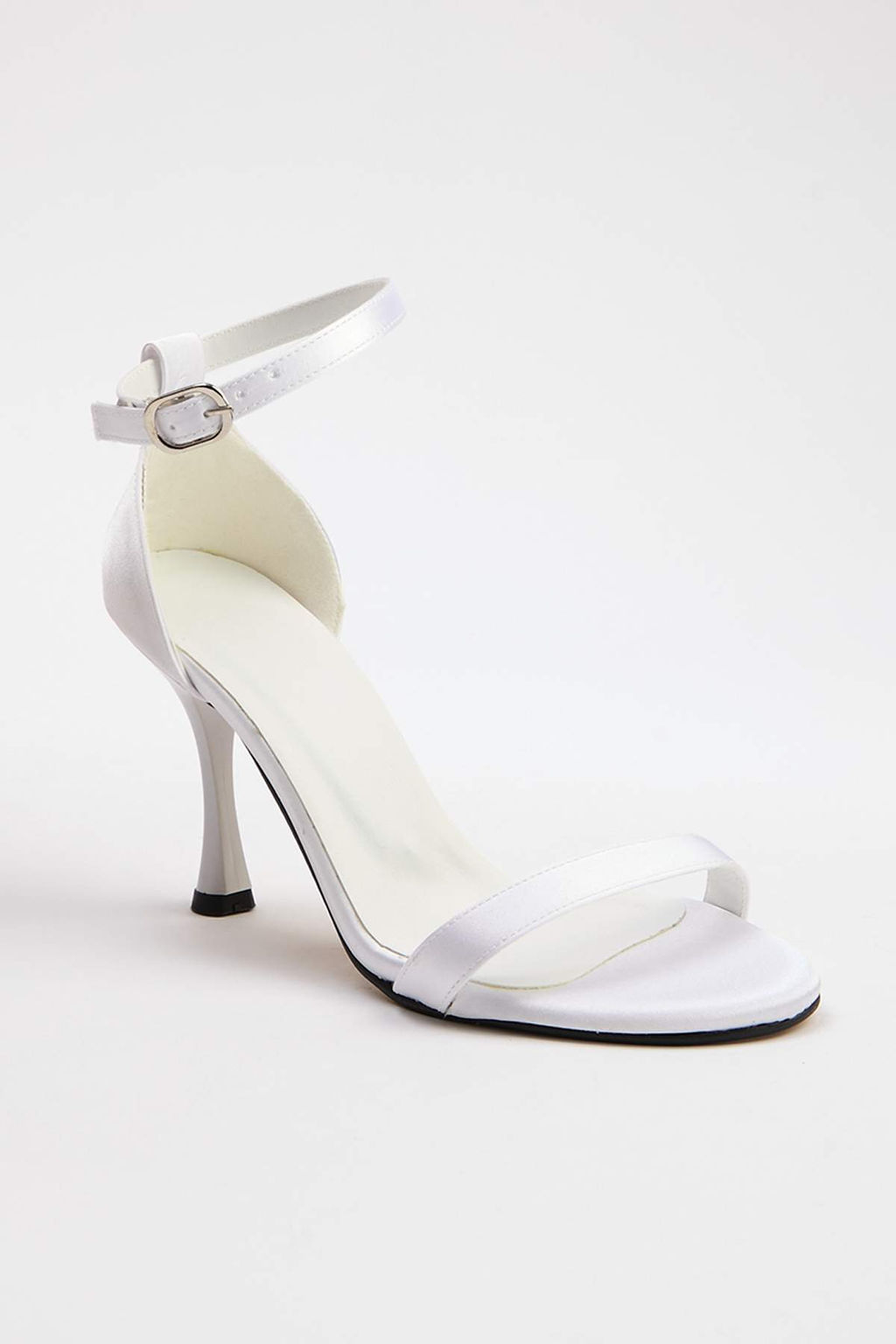 Bride Beyaz Saten Bilekten Baglamal? Kad?n 10 cm Ince Topuklu Ayakkab? TAKSS25TO00097