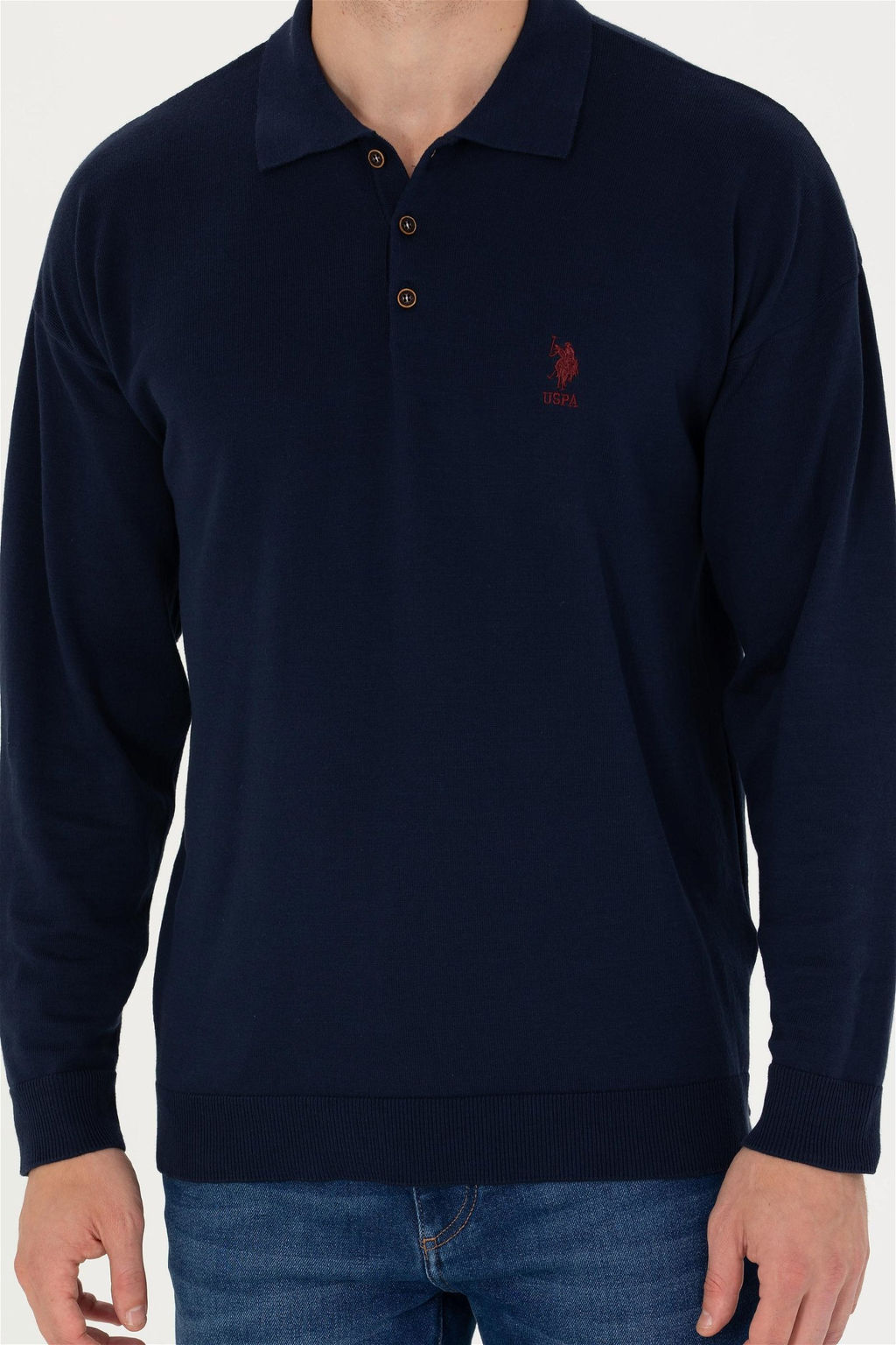 U. S. Polo Assn Мужской темно-синий базовый свитер - U.s. polo assn фото 6