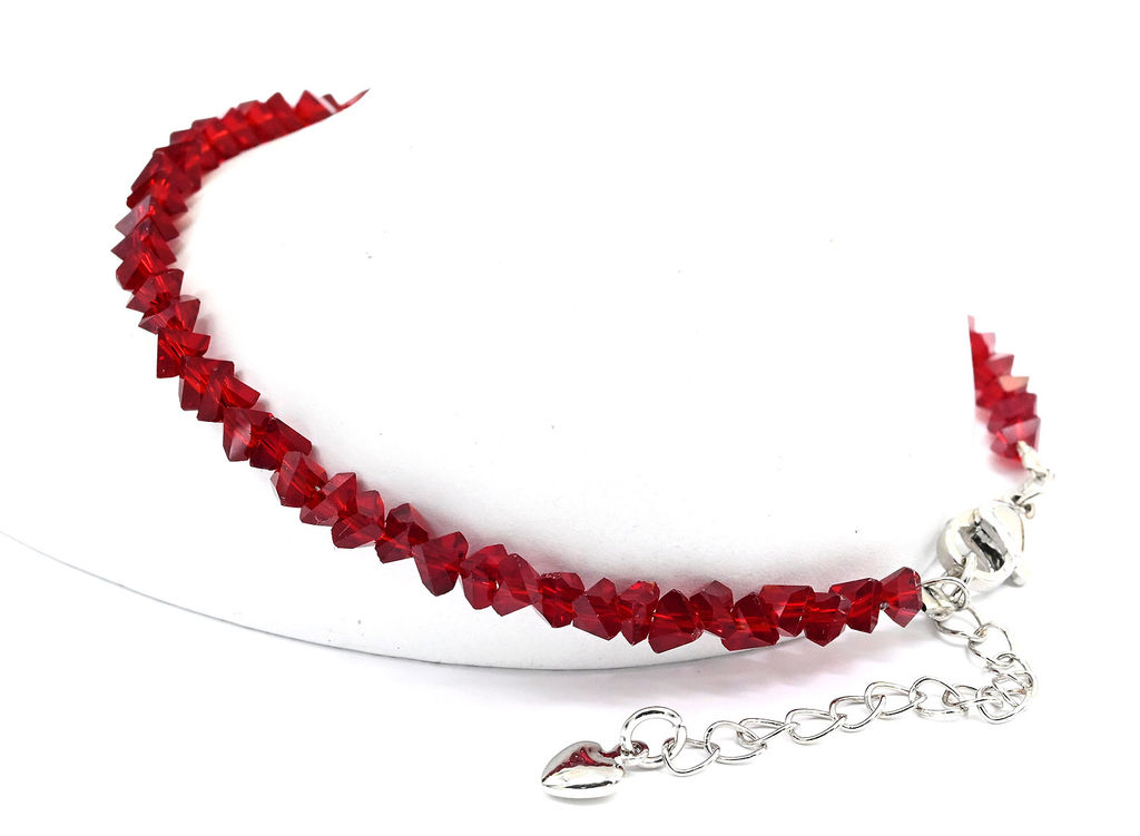 Браслет из циркона огранка 4мм, цвет рубин, 20см