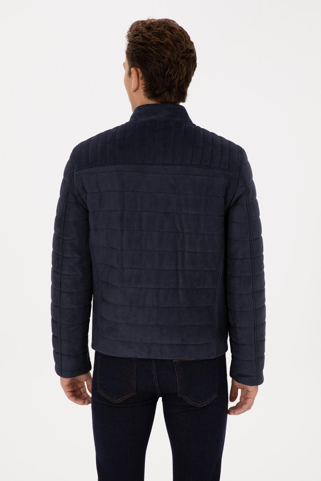 Erkek Lacivert Deri Ceket