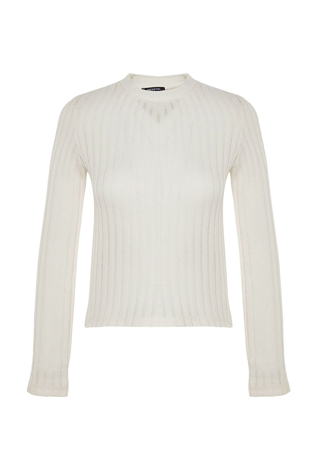 Trendyolmilla Bordo Transparan Triko Gorunumlu Kumas Regular Boy Bisiklet Yaka Orme Bluz TWOAW24BZ00094 фото 14