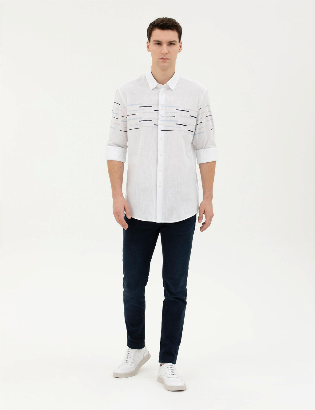 Lacivert Slim Fit Uzun Kollu G_mlek - Pierre cardin фото 4