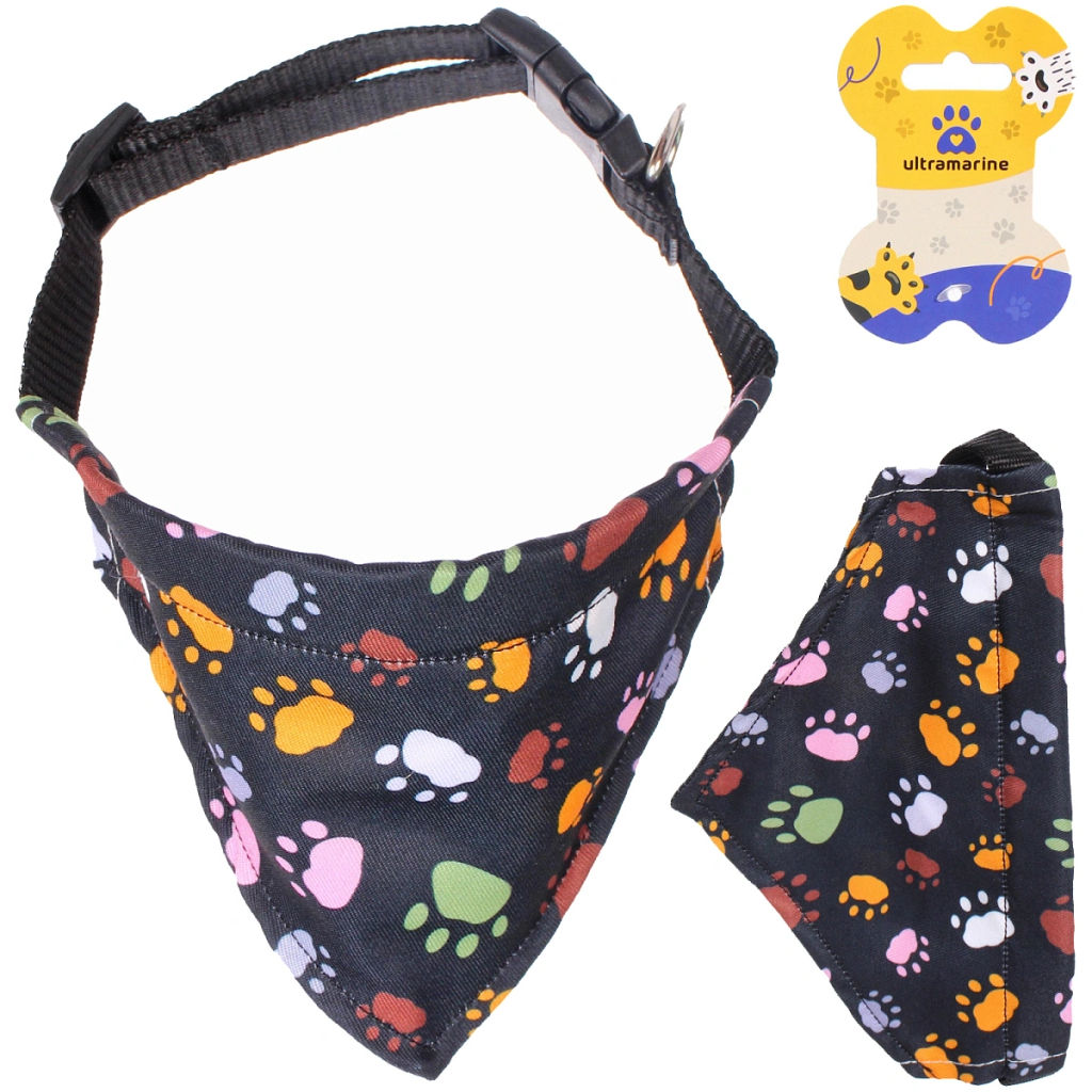 Цена за 4 шт. Ошейник с банданой для кошек и собак мелких пород "Стильный БРО", принт лапки, рM, 20*13см (лейбл)