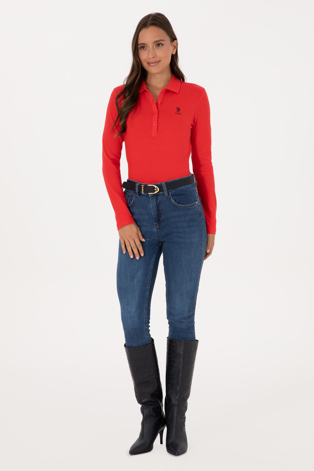 Kad_n K_rm_z_ Basic Polo Yaka Sweatsh_rt