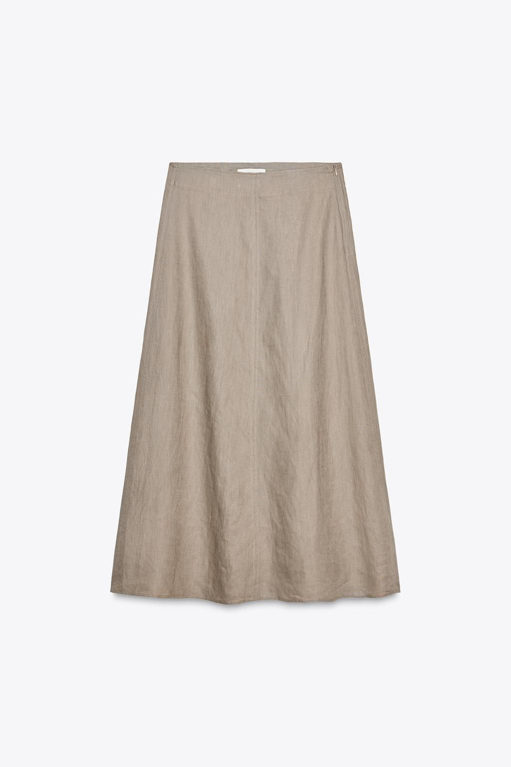 ZW COLLECTION 100% LINEN MIDI SKIRT - Zara фото 2