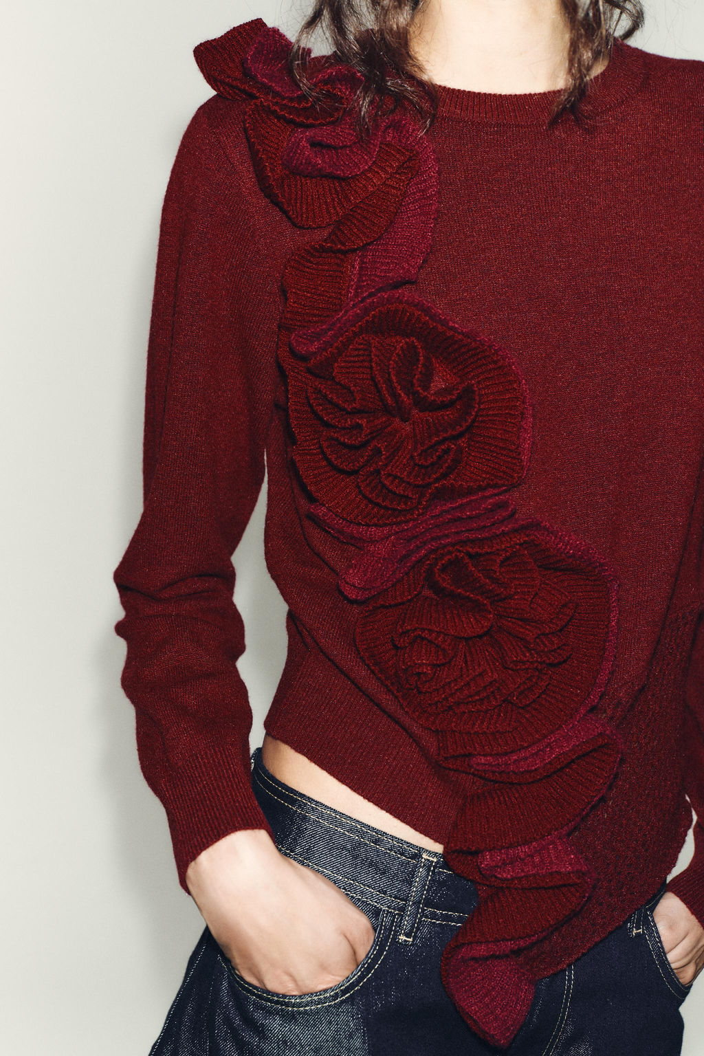 FLORAL TEXTURED KNIT JUMPER - Zara фото 3