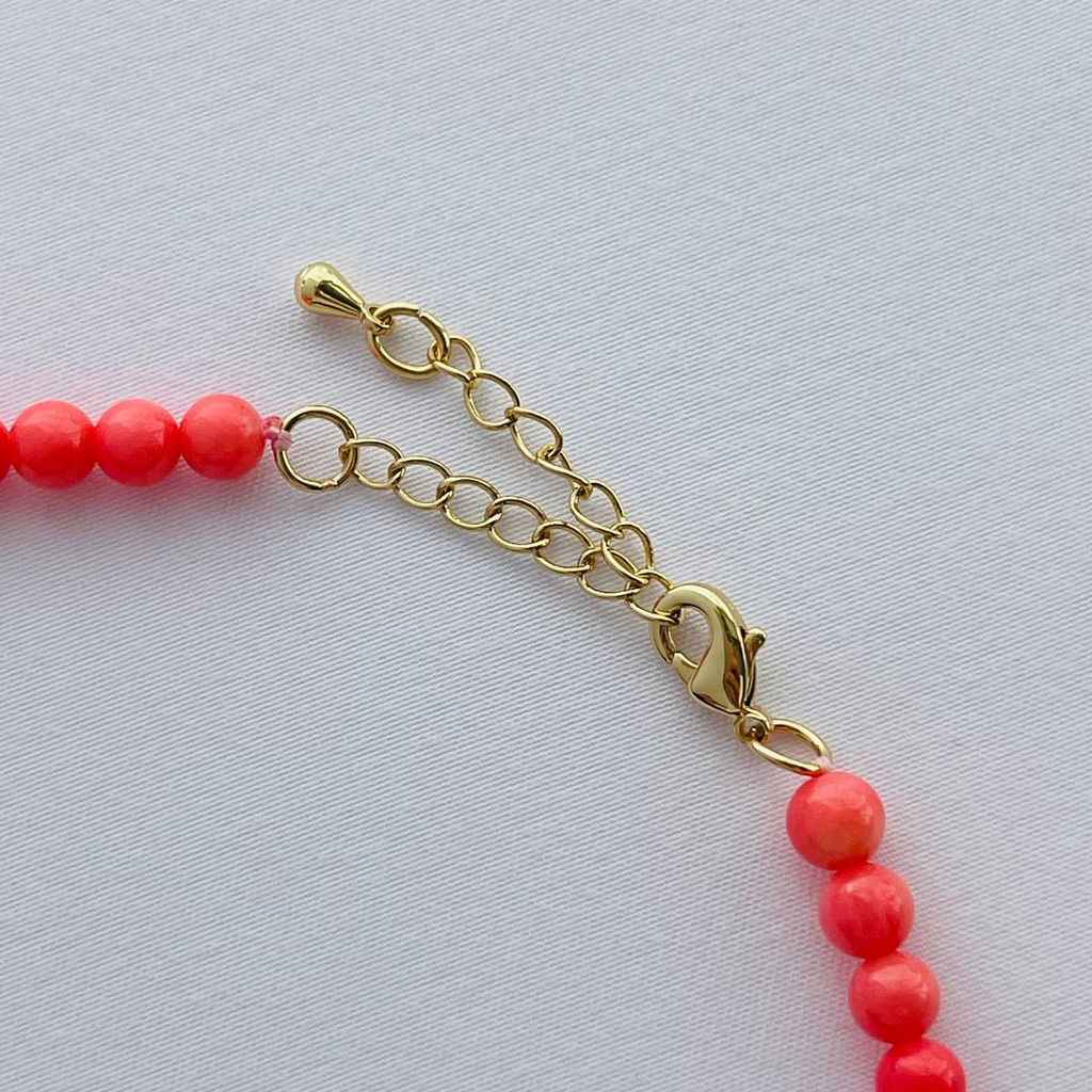 Бусы из Коралла и Жемчуга с подвеской 39 см +