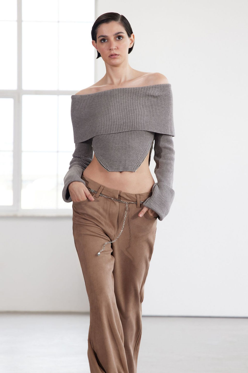 Limited Edition Vizon Premium/Ozel Iplik Fitilli Carmen Yaka Triko Body Kazak TWOAW25KZ00321 - Trendyolmilla фото 7