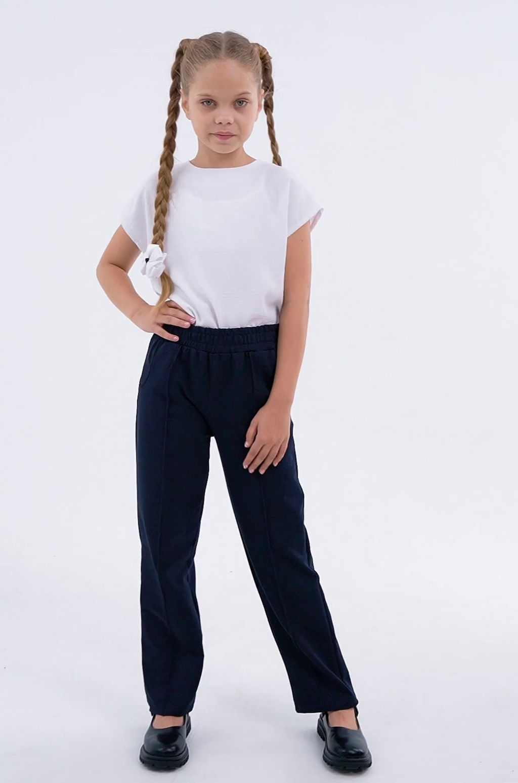 Брюки для девочки из футера Happy Fox  фото 3