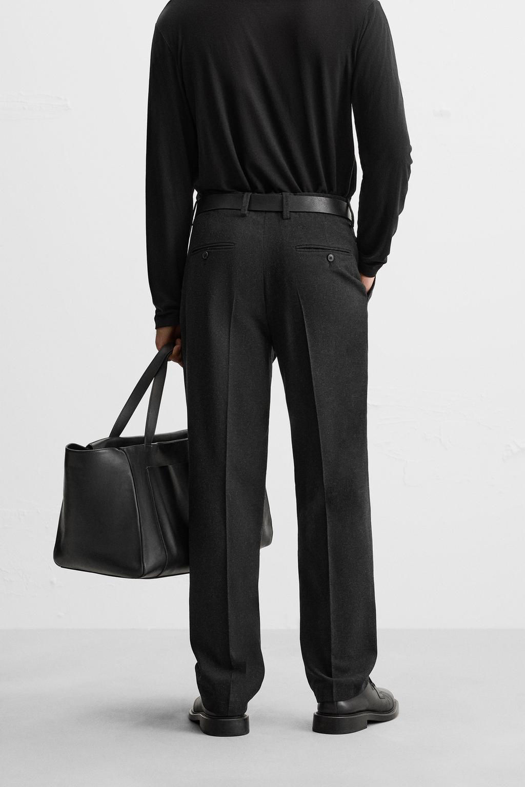 TEXTURED WOOL BLEND TROUSERS - Zara фото 3