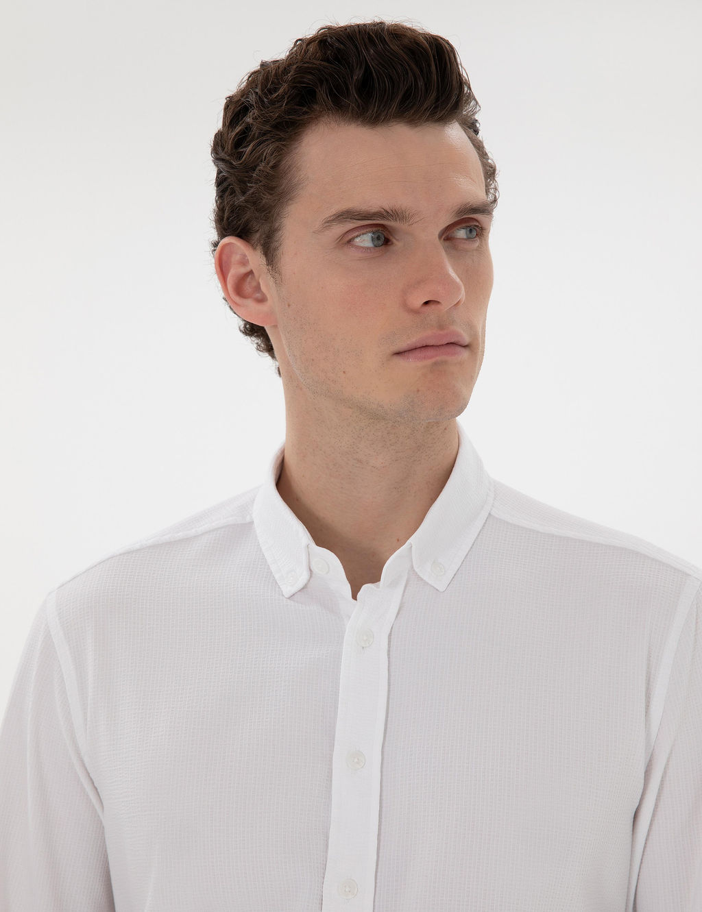 Рубашка Pierre Cardin Slim Fit белая в полоску