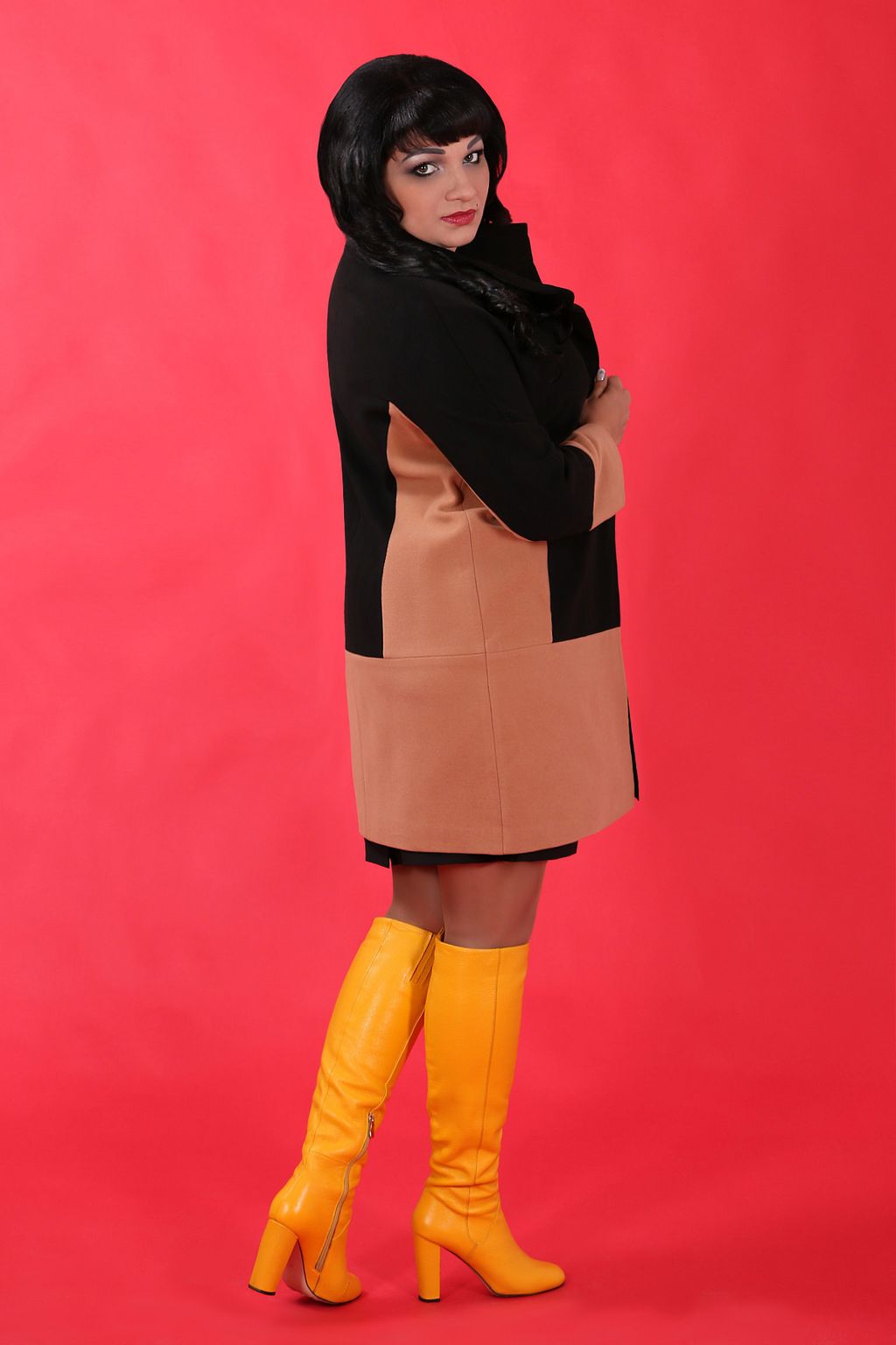 Пальто из шерсти с воротником-стойка - Almond фото 8