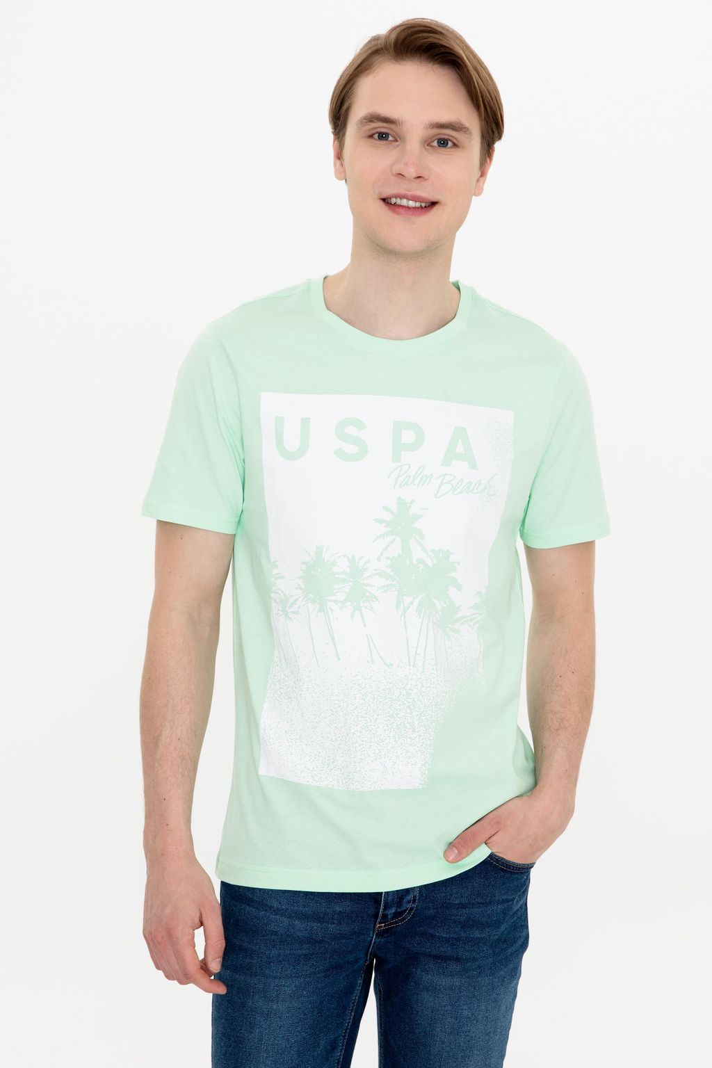 U. S. Polo Assn Мужская мятная футболка с круглым вырезом