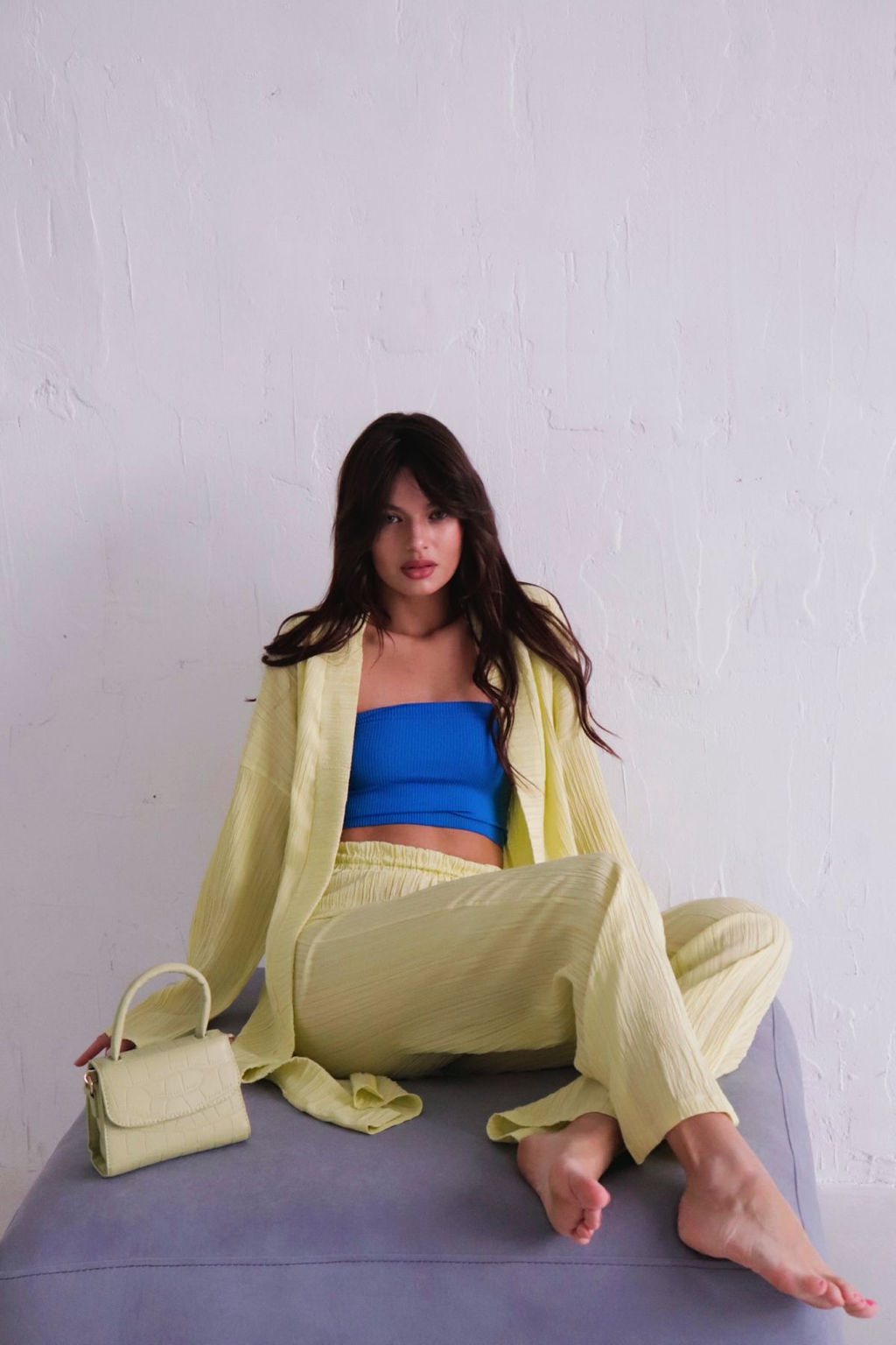9539 Костюм из кимоно и брюк-палаццо светло-жёлтый - Martichelli фото 6