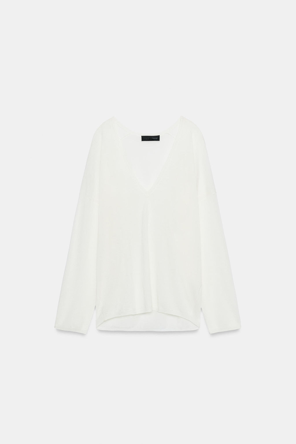 JERSEY PUNTO FINO ESCOTE PICO / crudo-blanco - Zara фото 7