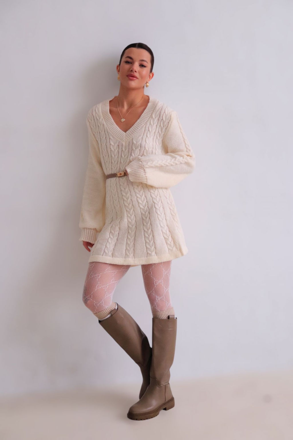 Martichelli Платье вязаное с косами айвори  фото 2