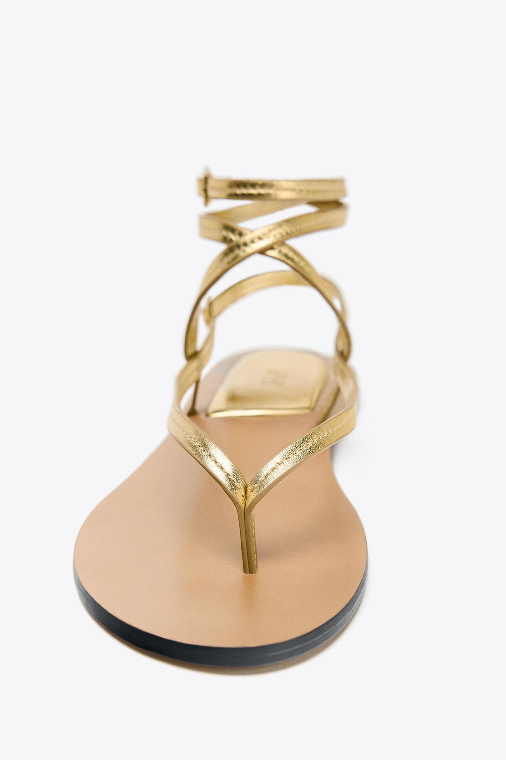 LEATHER STRAPPY SANDALS WITH METALLIC EFFECT - Zara фото 13