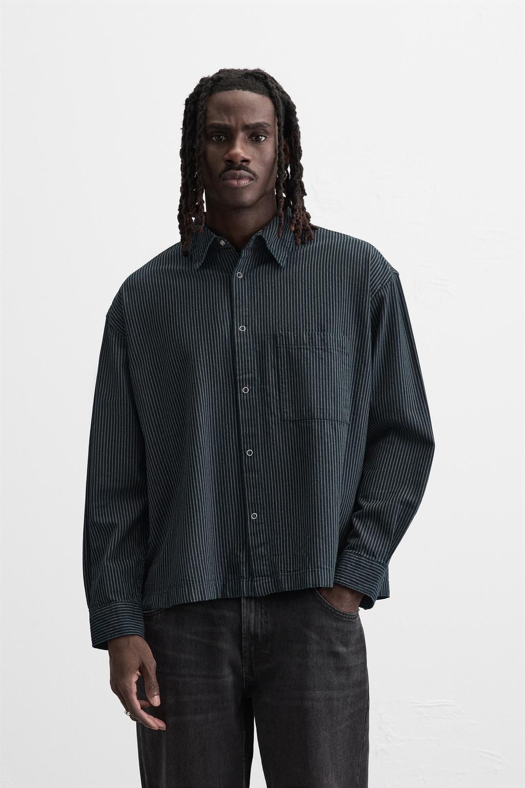 STRIPED DENIM SHIRT - Zara фото 2