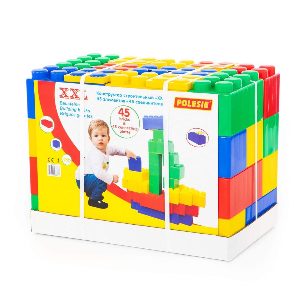 Конструктор строительный XXL, 45 элементов + соединитель (45 элементов) - Полесье фото 7