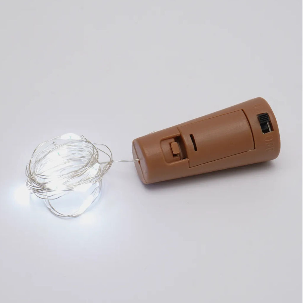 ULD-S0200-020/SСR/3LR WHITE IP20 WINESTOPPER Гирлянда светодиодная Роса с пробкой на батарейках 3*LR44(в/к), 2м. 20 светодиодов. Белый свет. Провод медный. TM Uniel